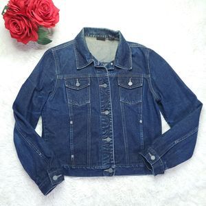 Jean Denim Dark Jacket NY Jeans New York Size L 100% Cotton Distressed Trucker